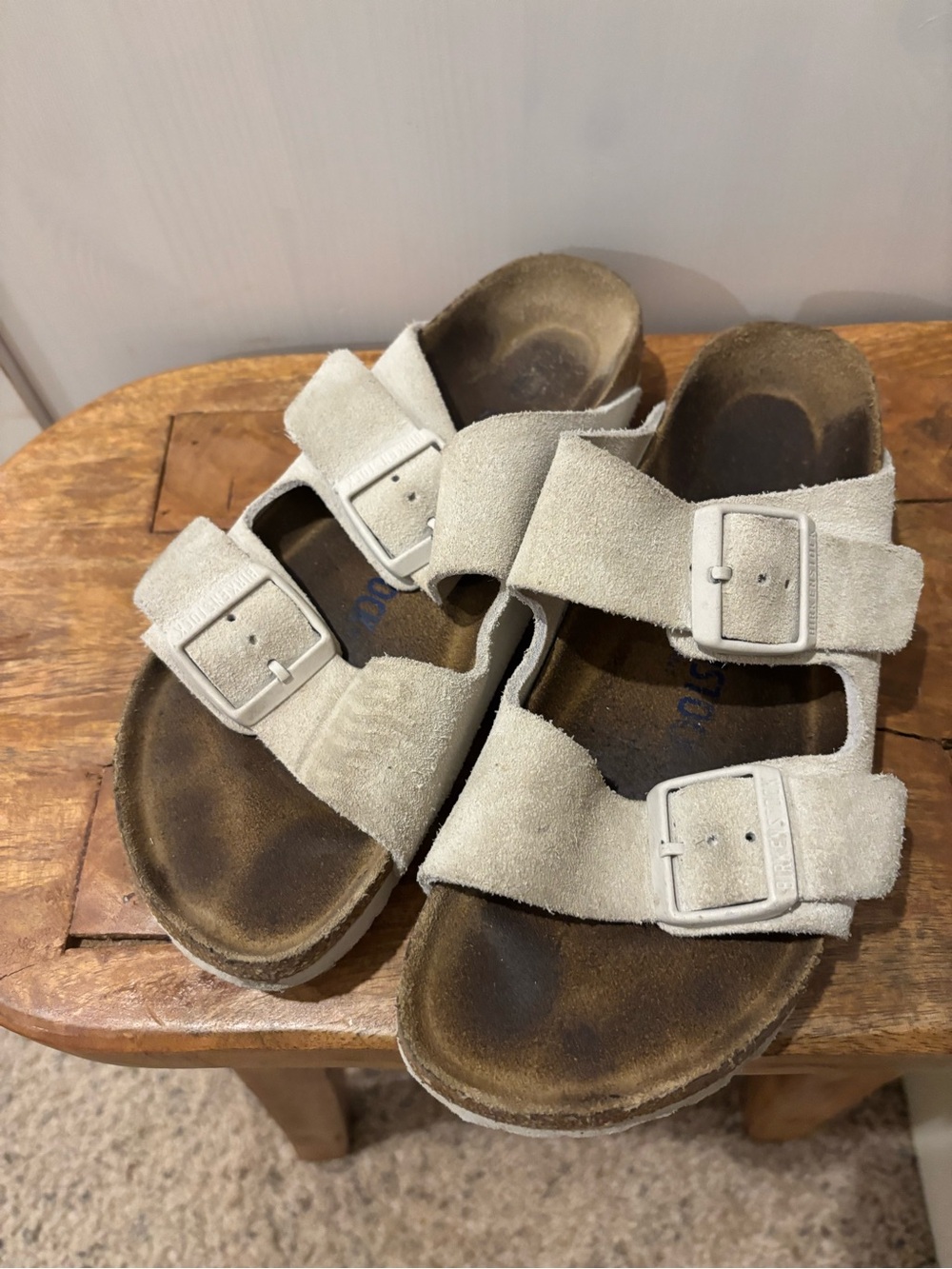 Birkenstock Beige Suede Double-Buckle Sandals